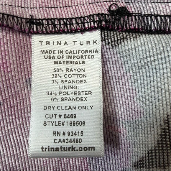 Trina Turk, Floral Pink and Black Pants, women’s size 8, Textured, like new! - Picture 5 of 9